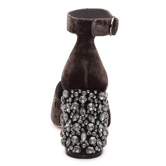 💕JOIE💕 Lafayette Velvet Heel Sandal In Coal - Picture 8 of 16